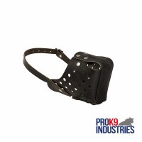 Police Dog Leather Muzzle with Air Circulation Holes