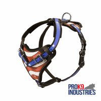 American Flag Painted Leather Dog Harness for Agitation Training