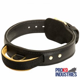 Extra Durable Leather Dog Collar with Handle for Attack Training