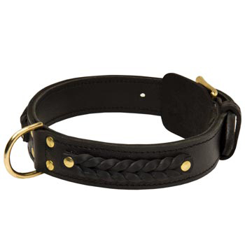 Braided Dog Leather Dog Collar 