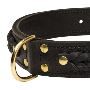 Dog Wide Leather Collar with D-ring