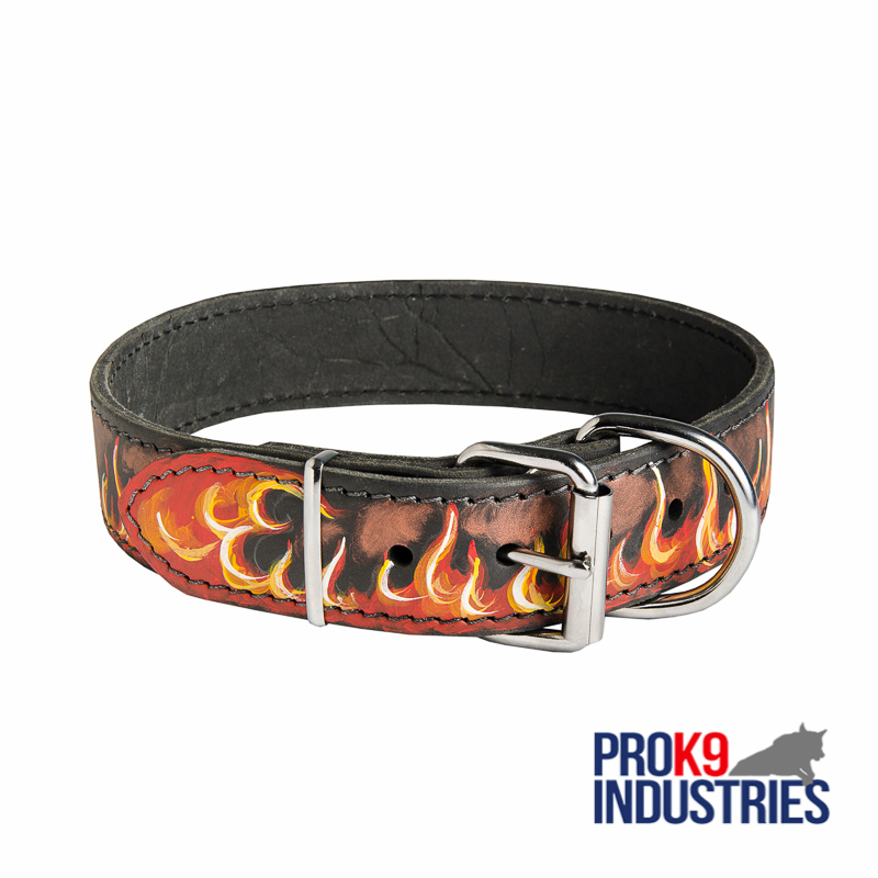 Red Flames Dog Collar 
