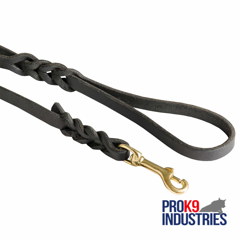 Handcrafted Braided Leather Dog Leash for Walking and Training