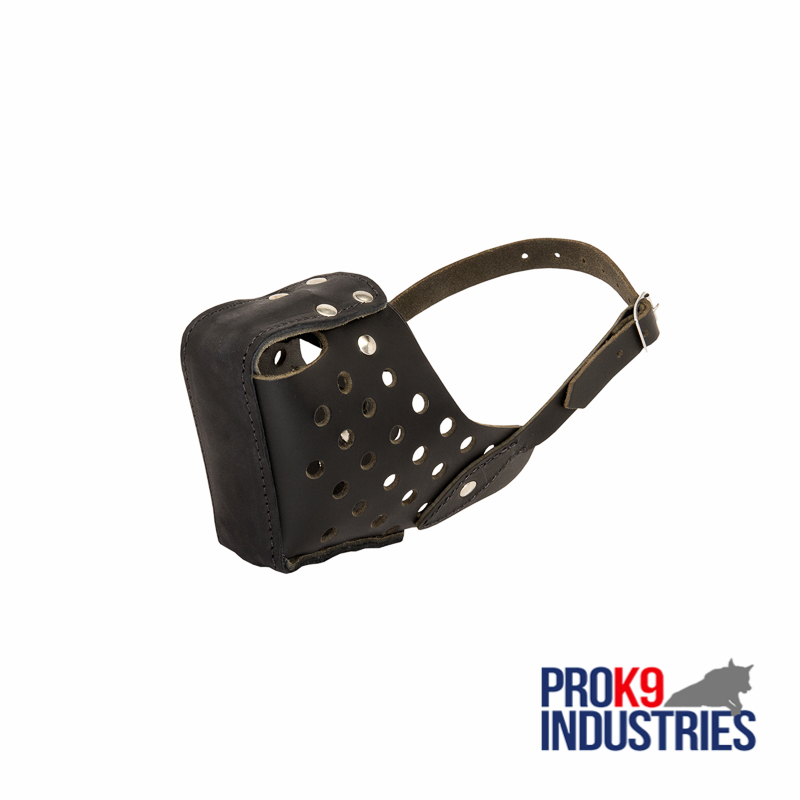 Police Dog Leather Muzzle with Air Circulation Holes