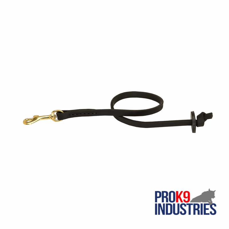 Short Leather Dog Leash with Round Handle