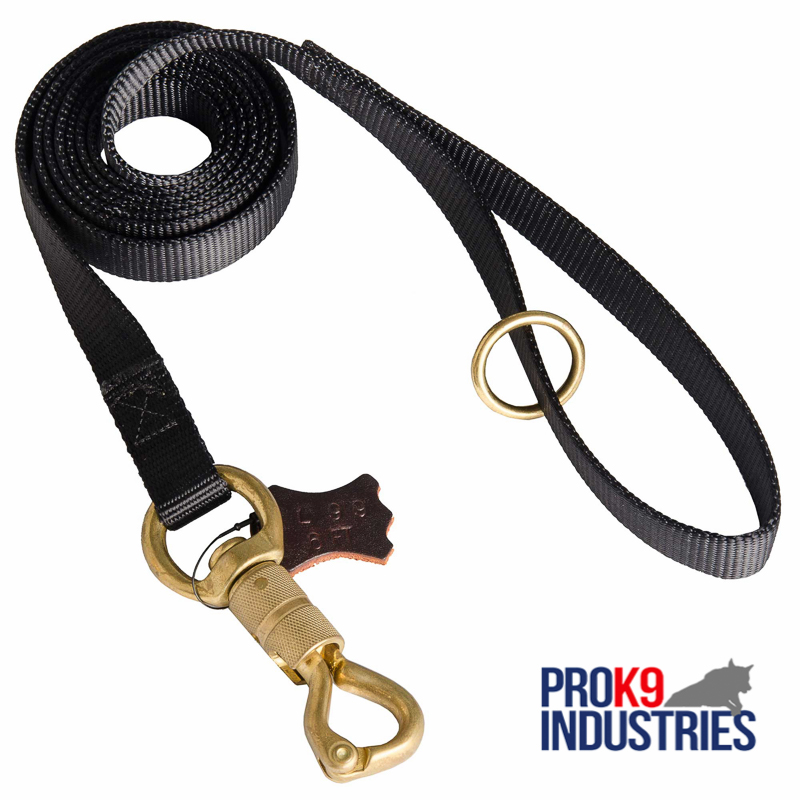 Police Tracking Nylon Dog Leash Features Massive Solid Brass Snap with Smart Lock