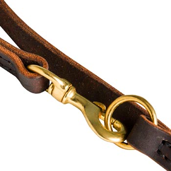 Dog Leather Leash with Brass Snap Hook and O-ring